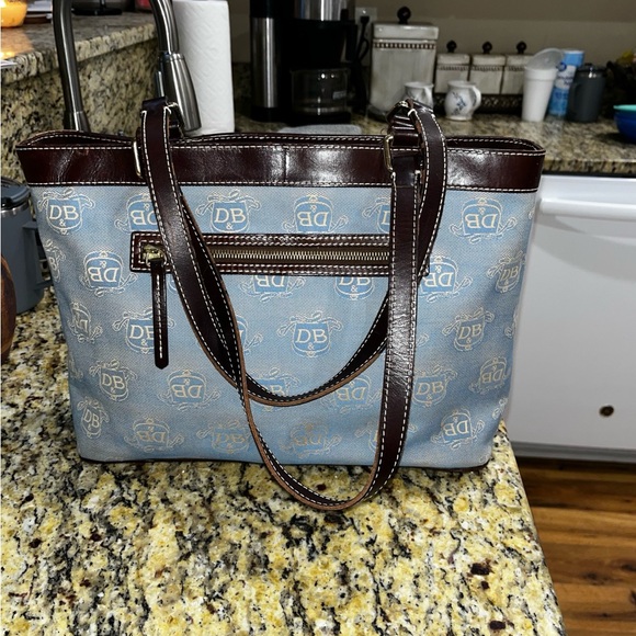 Dooney & Bourke Blue and Brown Tote Bag - Picture 2 of 7